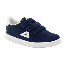 American Club Sportliche amerikanische Ledereinlage navy blau weiß 1