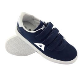 American Club Sportliche amerikanische Ledereinlage marineblau weiß 3