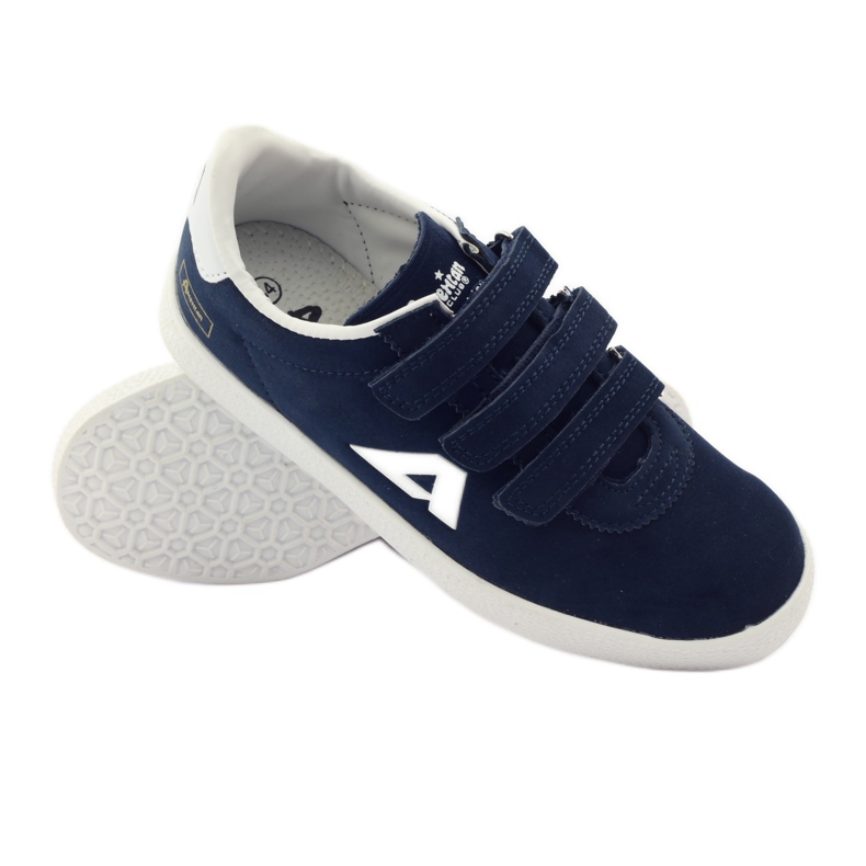 American Club Sportliche amerikanische Ledereinlage marineblau weiß 3