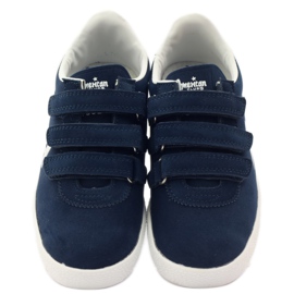 American Club Sportliche amerikanische Ledereinlage marineblau weiß 4