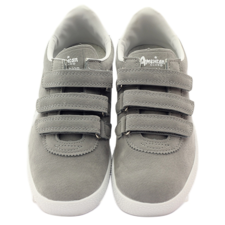 American Club Sportliche amerikanische Ledereinlage grau weiß 4