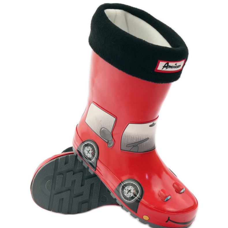 American Club Galoschen-Socke plus RED CAR-Einlegesohle rot grau schwarz 3