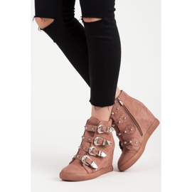 Bestelle Wildlederturnschuhe mit Schnallen rosa 1