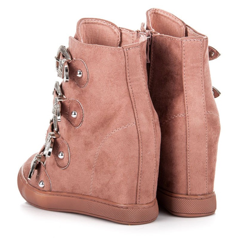 Bestelle Wildlederturnschuhe mit Schnallen rosa 2