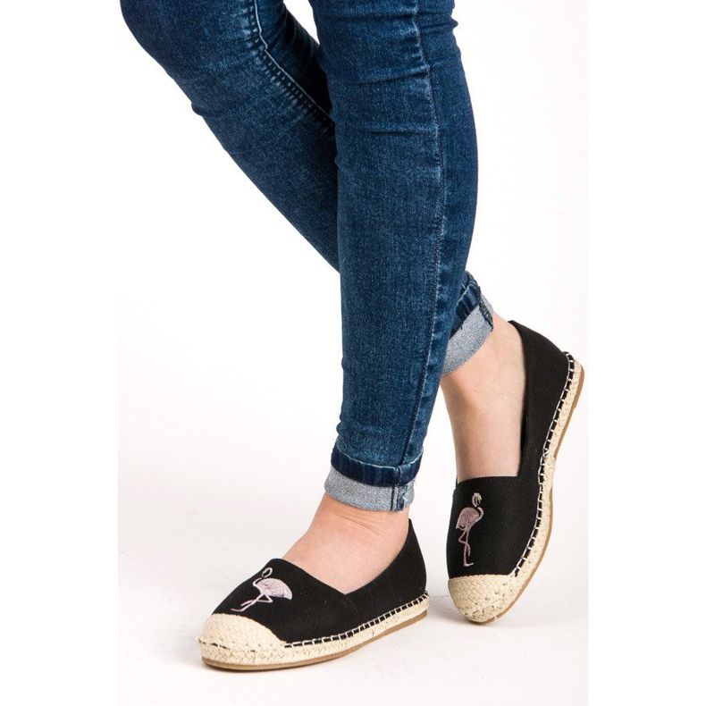Bestelle Schwarze Espadrilles mit Flamingo 2