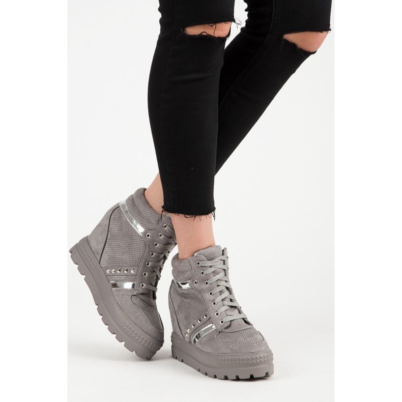 Bestelle Plateau-Turnschuhe grau 2