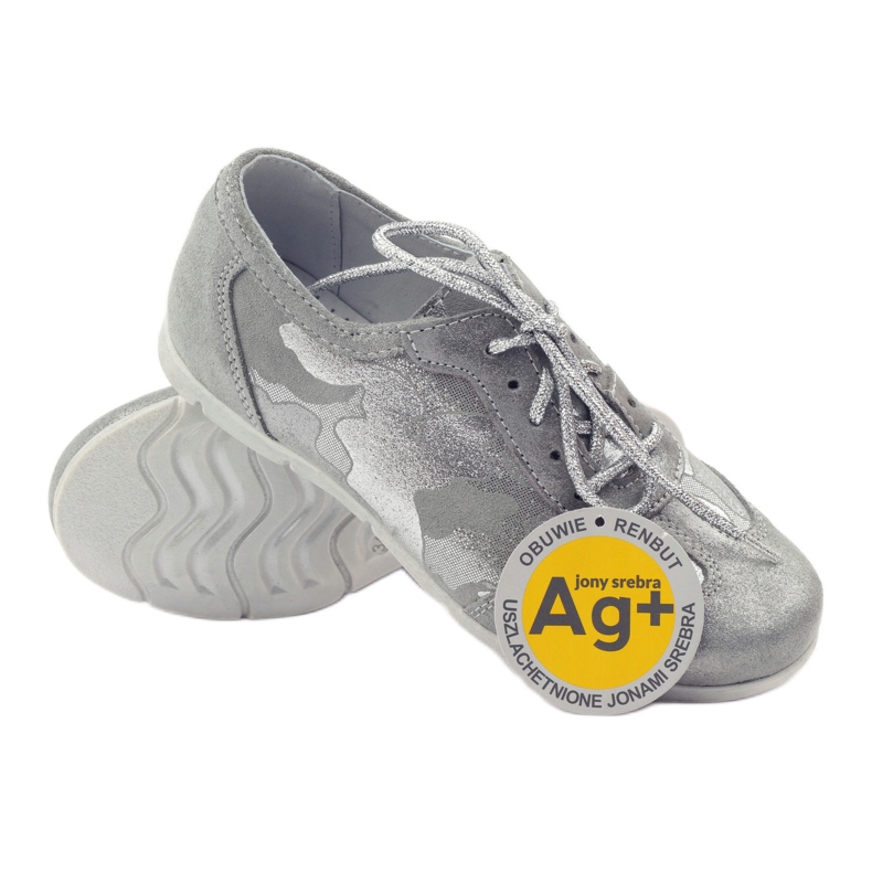 RenBut Ledersportstiefel. Silberspitze -up -Schuhe grau 3
