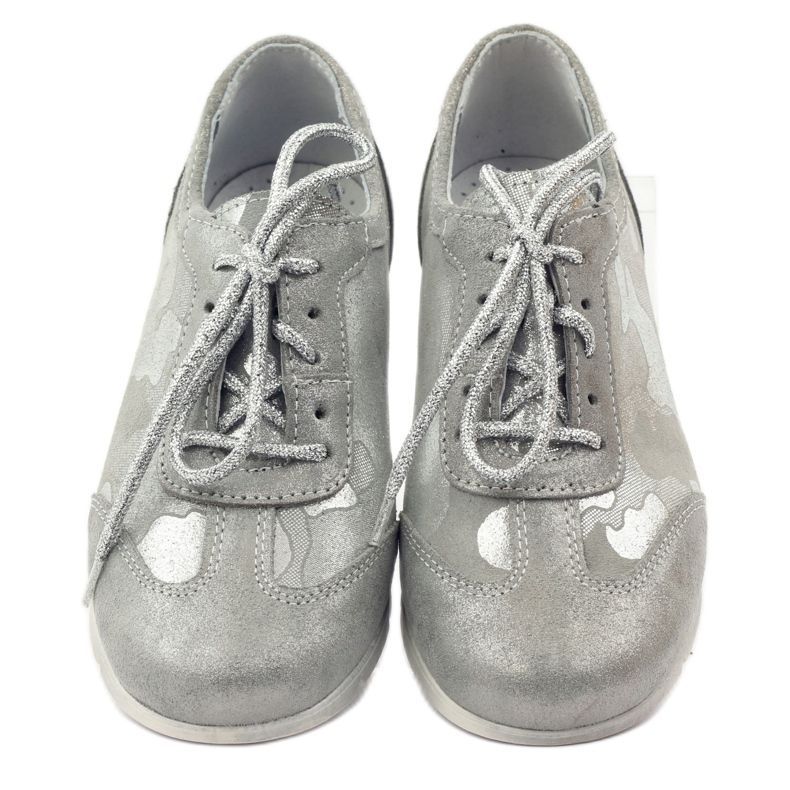 RenBut Ledersportstiefel. Silberspitze -up -Schuhe grau 4