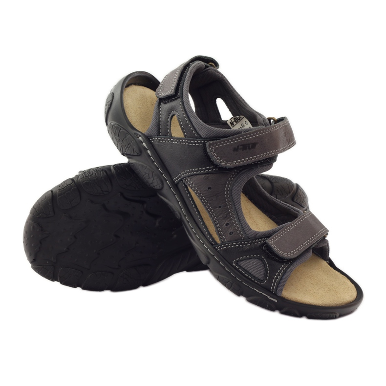 Naszbut 043 Ledersandalen mit Klettverschluss schwarz grau 3