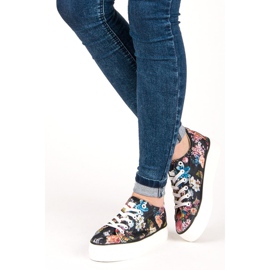 Yes Mile Gebundene Turnschuhe mit Blumen mehrfarbig 2