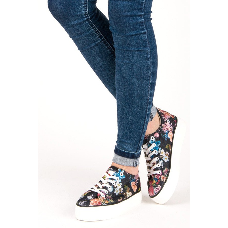 Yes Mile Gebundene Turnschuhe mit Blumen mehrfarbig 2