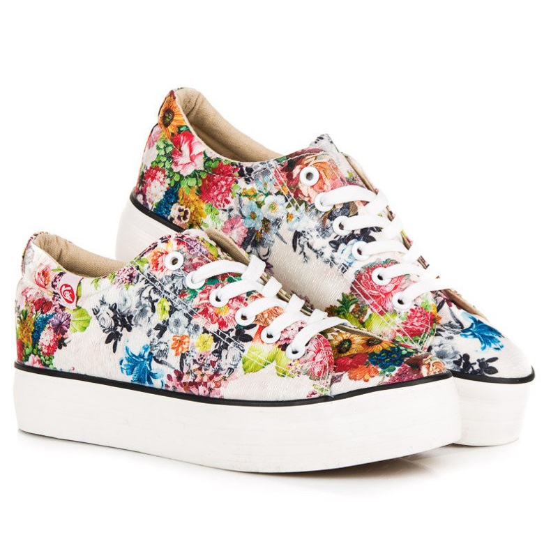 Yes Mile Gebundene Turnschuhe mit Blumen mehrfarbig 1