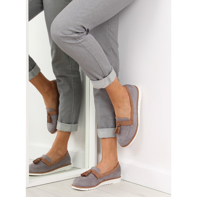 Graue Loafer für Damen 9167 Grau 1
