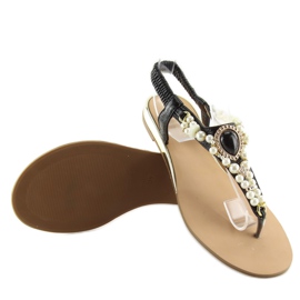 Sandalen mit schwarzen Perlen D580 schwarz 1