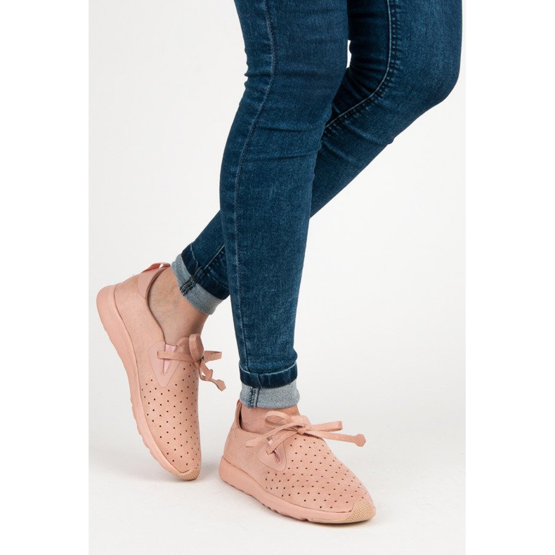 Kylie Durchbrochene Slipons aus Wildleder rosa 2
