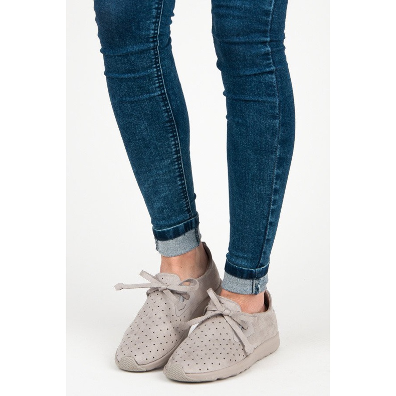 Kylie Durchbrochene Slipons aus Wildleder grau 1
