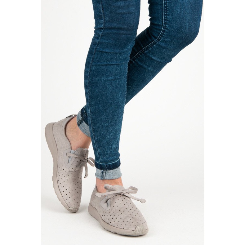 Kylie Durchbrochene Slipons aus Wildleder grau 2