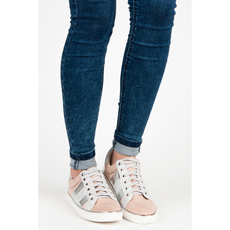 Kylie Gebundene Mode-Turnschuhe rosa grau 1