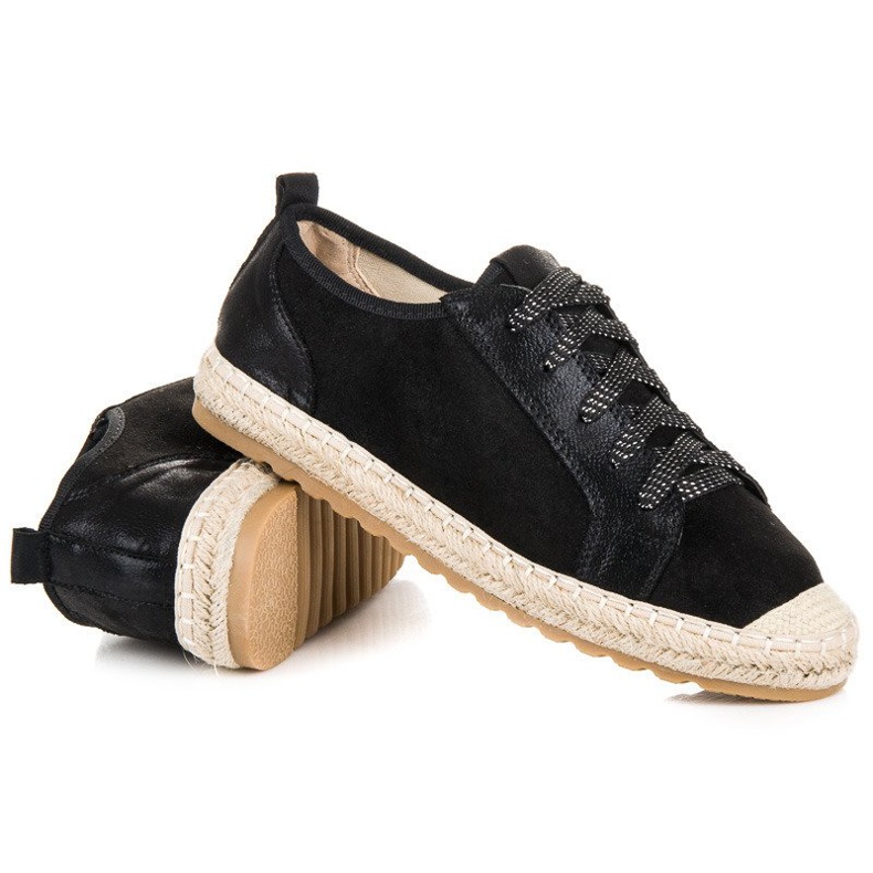Seastar Wildleder-Espadrilles zum Schnüren schwarz 1