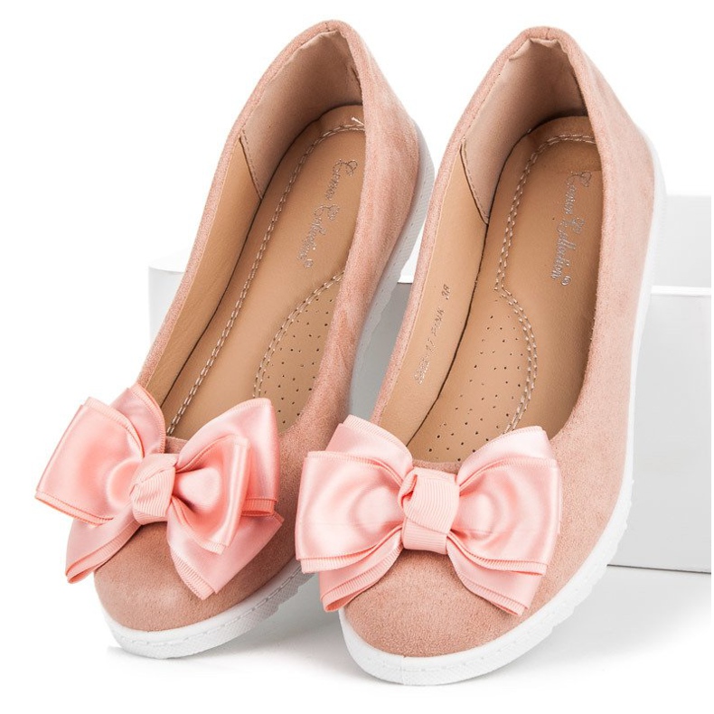 Comer Wildlederballerinas mit Schleife rosa 1