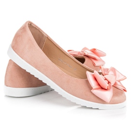 Comer Wildlederballerinas mit Schleife rosa 2