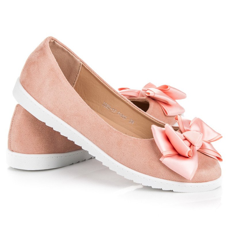 Comer Wildlederballerinas mit Schleife rosa 2