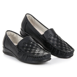 Hasby Schwarze durchbrochene Loafer 2