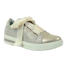 Creepers Leder Innensohle Filippo Schuhe grau golden 1