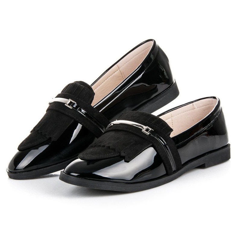 Ideal Shoes Schwarz lackierte Loafer 2