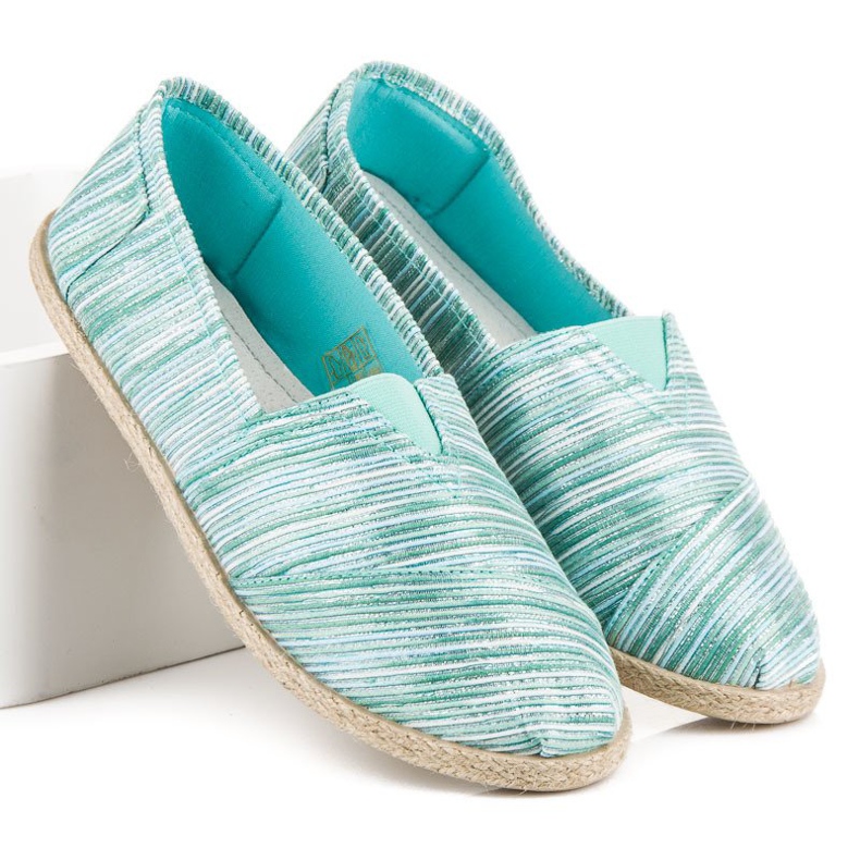 Gerippte Espadrilles grün 2