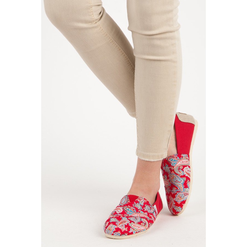 L. Day Espadrilles mit ethnischem Muster rot 1