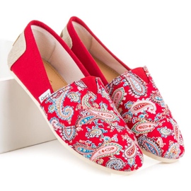 L. Day Espadrilles mit ethnischem Muster rot 2
