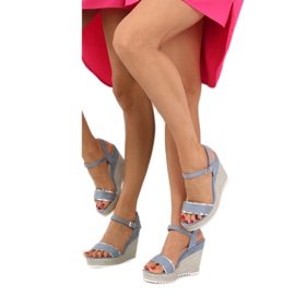 Sandalen, Espadrilles auf Keilabsatz, blau 6823 Blau 1