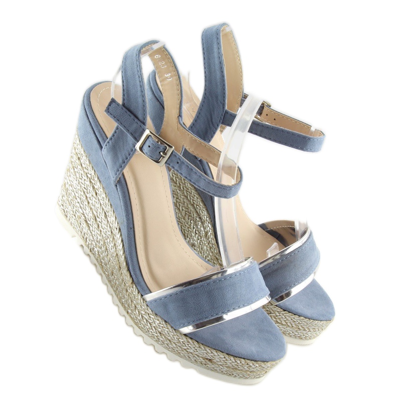 Sandalen, Espadrilles auf Keilabsatz, blau 6823 Blau 2