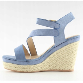 Blaue Espadrilles auf Keilabsatz, blau 333-8 Blau 1