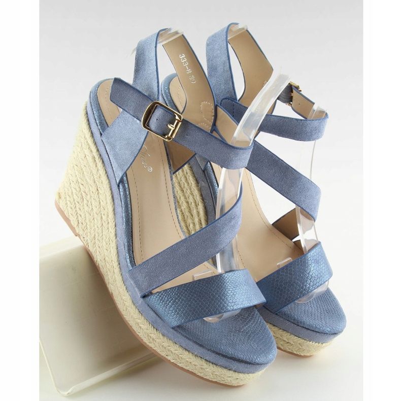 Blaue Espadrilles auf Keilabsatz, blau 333-8 Blau 2