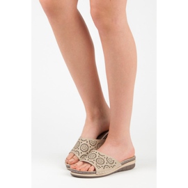 Hasby Durchbrochene Hausschuhe für Damen braun 2