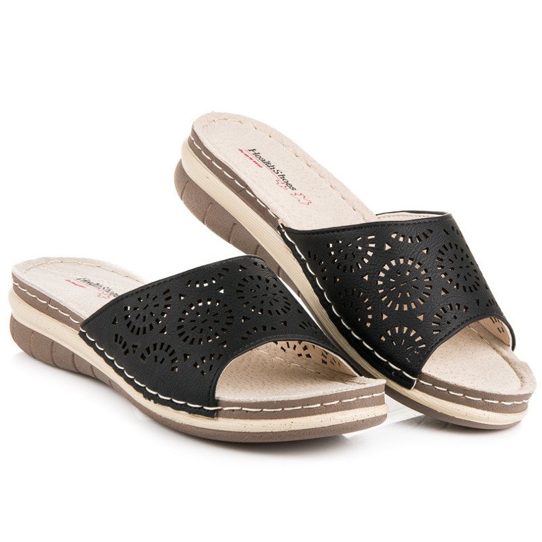 Hasby Durchbrochene Hausschuhe für Damen schwarz 2