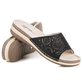 Hasby Durchbrochene Hausschuhe für Damen schwarz 1