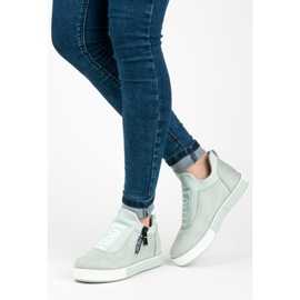 Ideal Shoes Grüne Wildlederturnschuhe 2