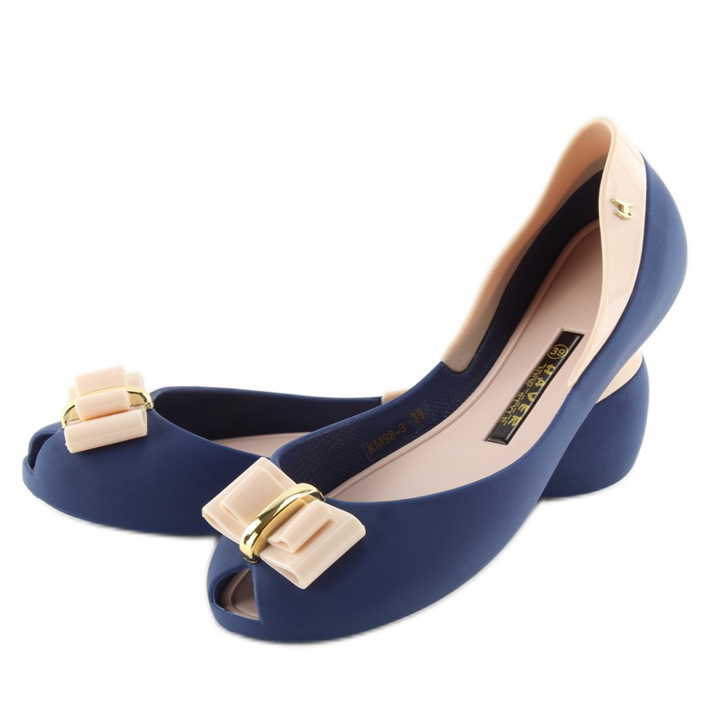 NAVY / D.BEIGE Marineblaue Ballerinas mit Melisse 1