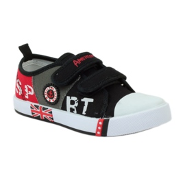 American Club Amerikanische Kinder-Sneakers aus Leder rot grau schwarz 1