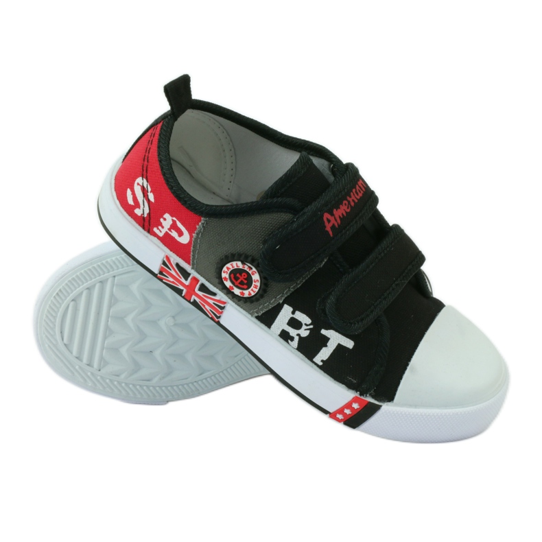 American Club Amerikanische Kinder-Sneakers aus Leder rot grau schwarz 3