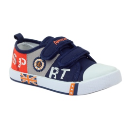 American Club Amerikanische Turnschuhe Sneakers Lederinnensohle marineblau grau orange 1