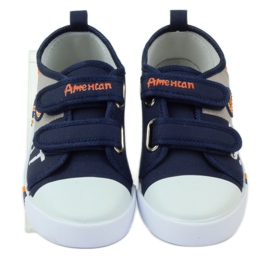American Club Amerikanische Turnschuhe Sneakers Lederinnensohle marineblau grau orange 4