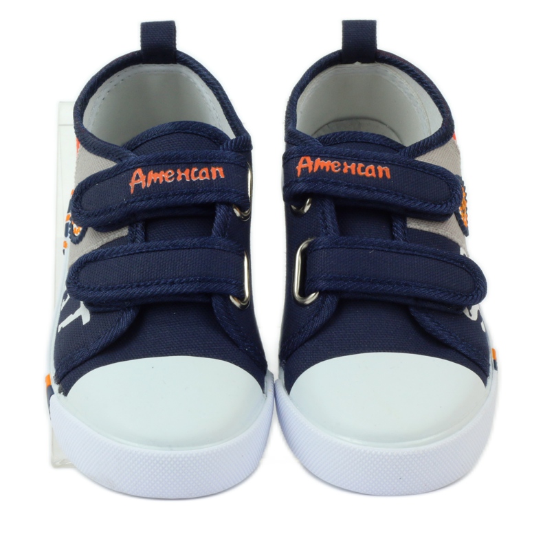 American Club Amerikanische Turnschuhe Sneakers Lederinnensohle marineblau grau orange 4