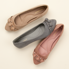 Ideal Shoes Stylische beige Ballerinas 1