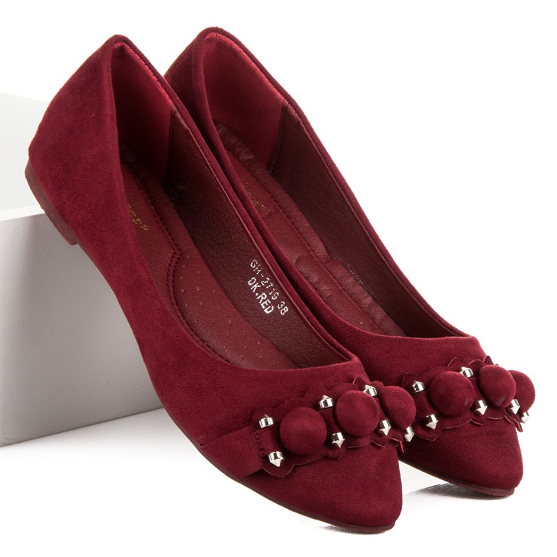 Ideal Shoes Stilvolle kastanienbraune Ballerinas rot 2
