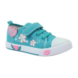 American Club Amerikanische Herzturnschuhe mit Lederinnensohle grün blau 1