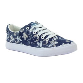 American Club Amerikanische Glitter-Denim-Sneakers navy blau 1